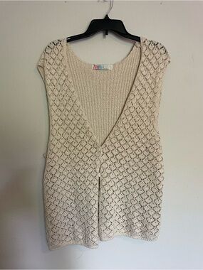 Free People Beach Cream Crochet Knit Vest